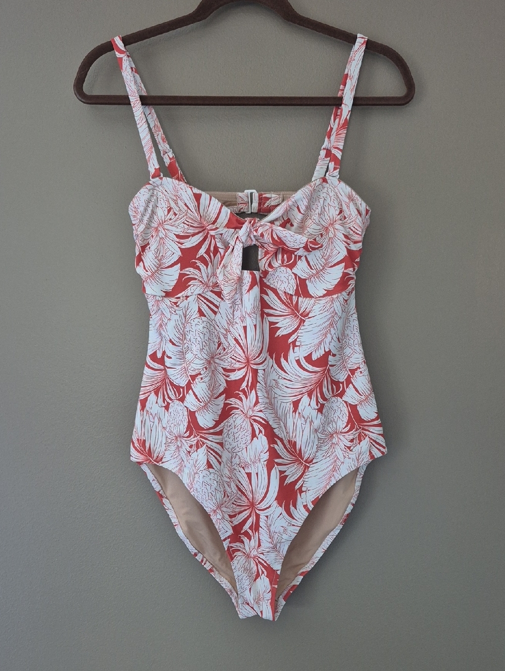 OLD NAVY | Tie Front Keyhole Bandeau Style Pineapple One-Piece S…